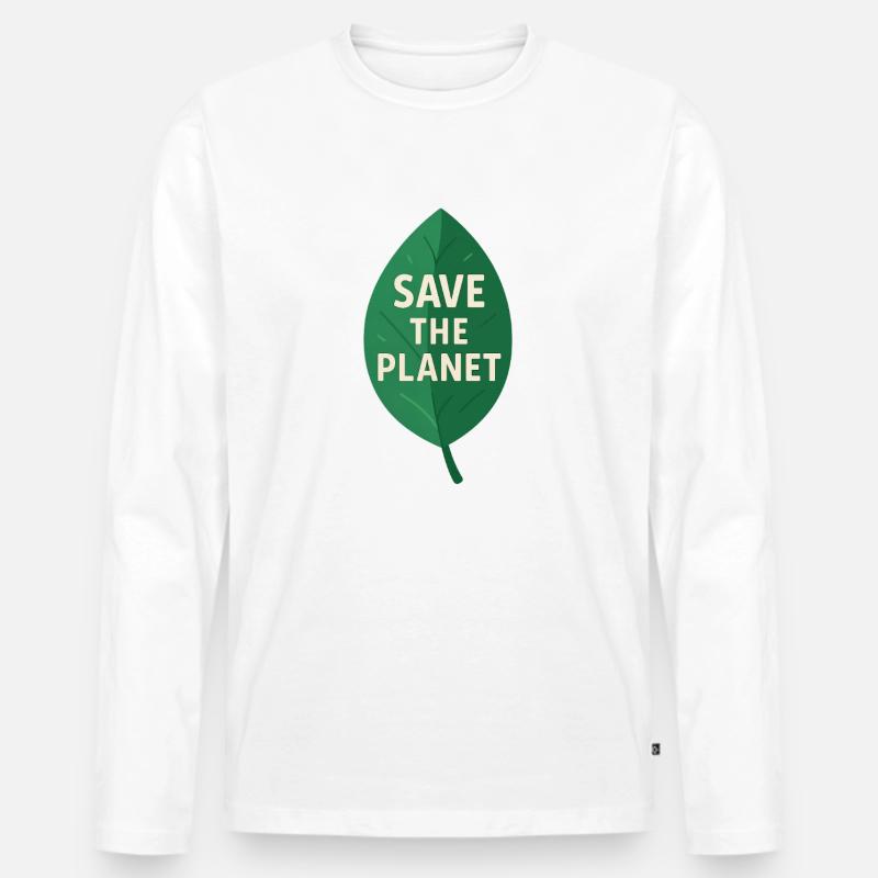 Öko-Leaf Save the Planet Design - Männer Premium Bio Langarmshirt - Weiß