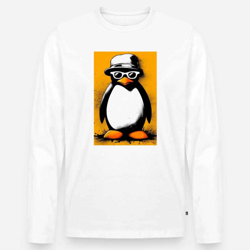 Pinguin - Männer Premium Bio Langarmshirt - Weiß