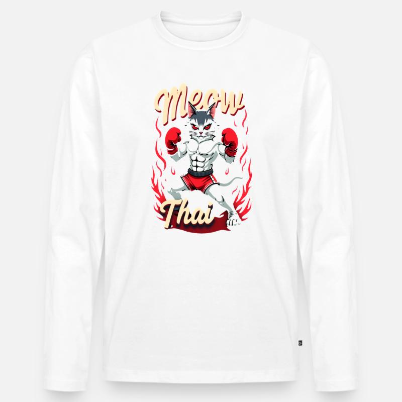 Funny Muay Thai Boxing Muay Thai - Männer Premium Bio Langarmshirt - Weiß