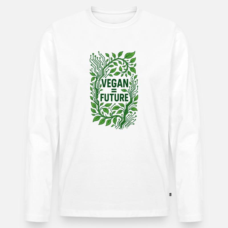 Vegan Future Grüne Tech Vision - Männer Premium Bio Langarmshirt - Weiß