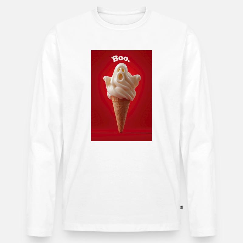 Boo Ghost Eiswaffel - Männer Premium Bio Langarmshirt - Weiß