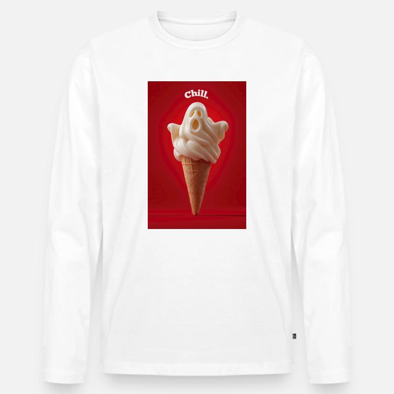Chill Ghost Eiswaffel - Männer Premium Bio Langarmshirt - Weiß