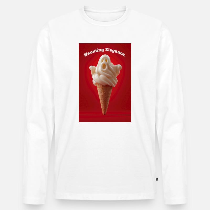 Spukende Eiswaffel - Männer Premium Bio Langarmshirt - Weiß