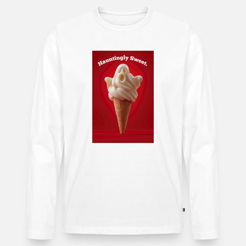 Gespenstisch süßes Geister-Eis - Männer Premium Bio Langarmshirt - Weiß