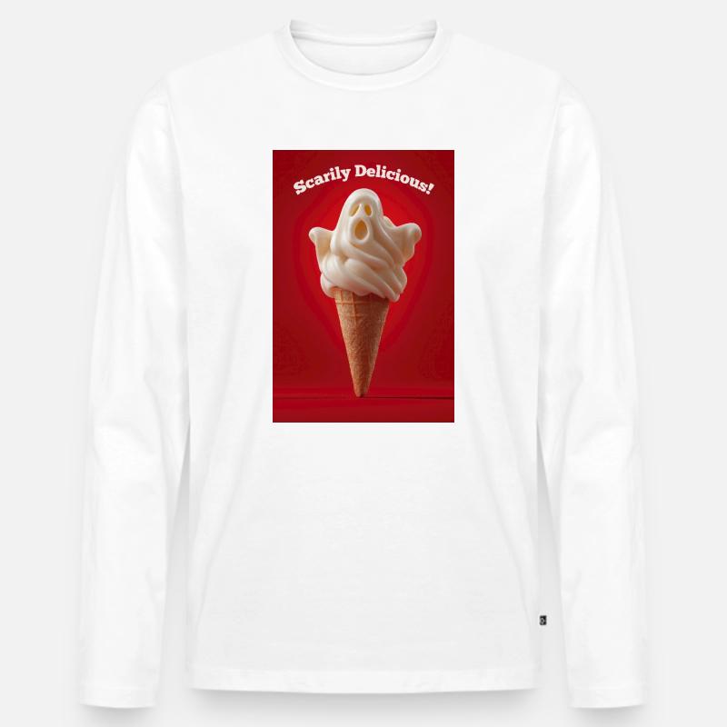 Ghost IceCream Schaurig lecker - Männer Premium Bio Langarmshirt - Weiß