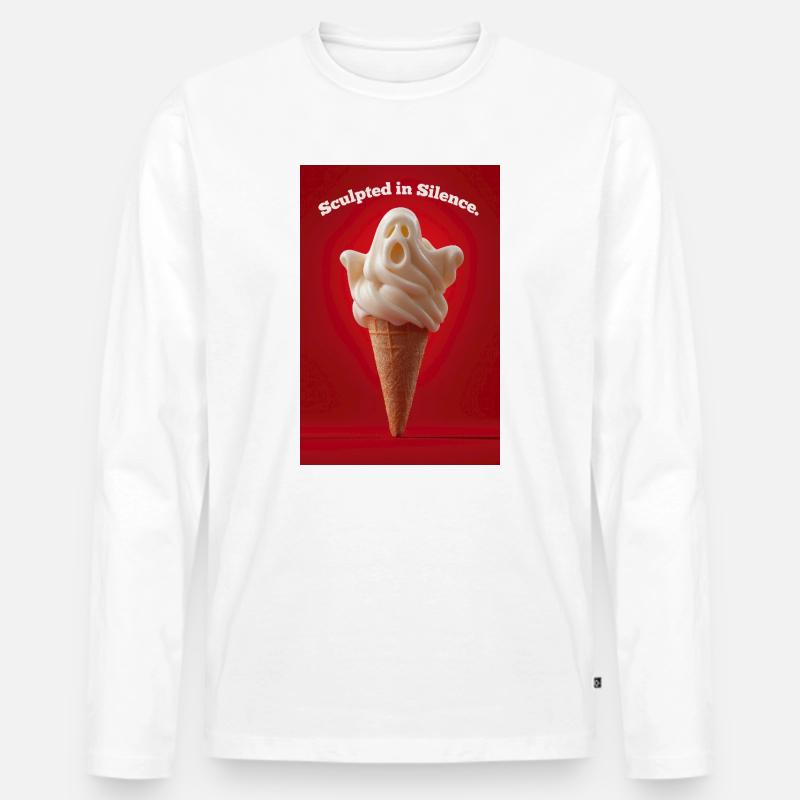 Ghost IceCream Geformte Stille - Männer Premium Bio Langarmshirt - Weiß