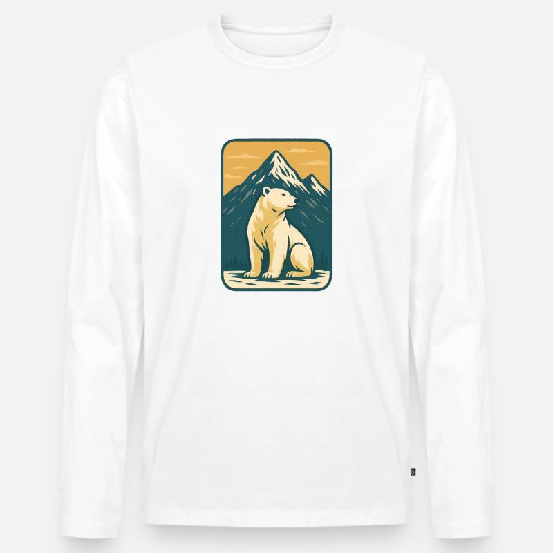 Polar Bär vor Berglandschaft - Männer Premium Bio Langarmshirt - Weiß