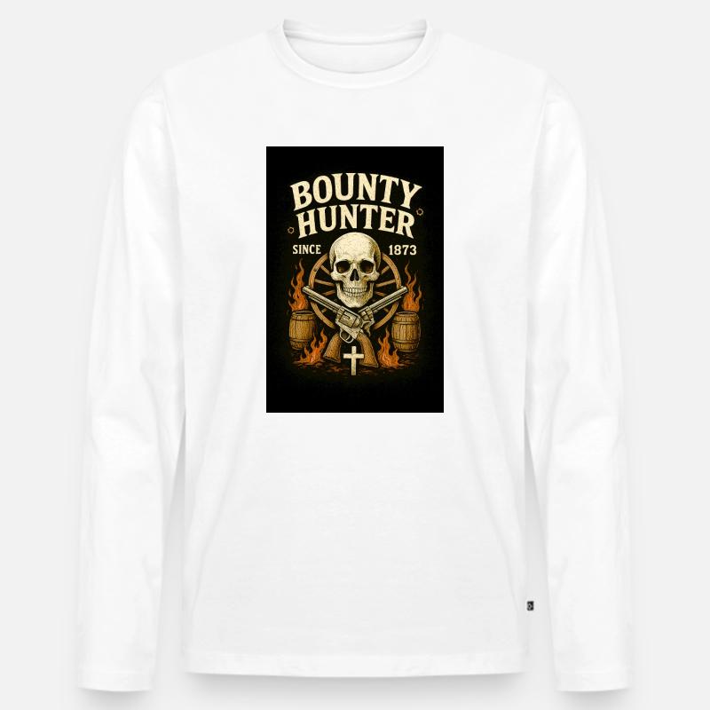 Kopfgeldjäger Skelett Western - Männer Premium Bio Langarmshirt - Weiß