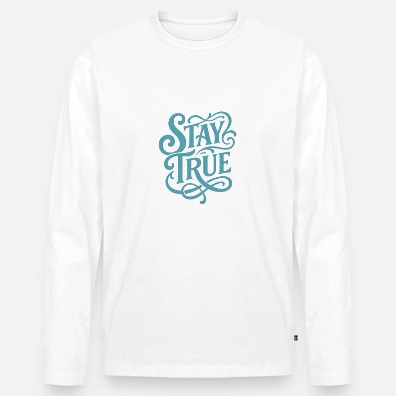 Stad True Typografie Schwung - Männer Premium Bio Langarmshirt - Weiß