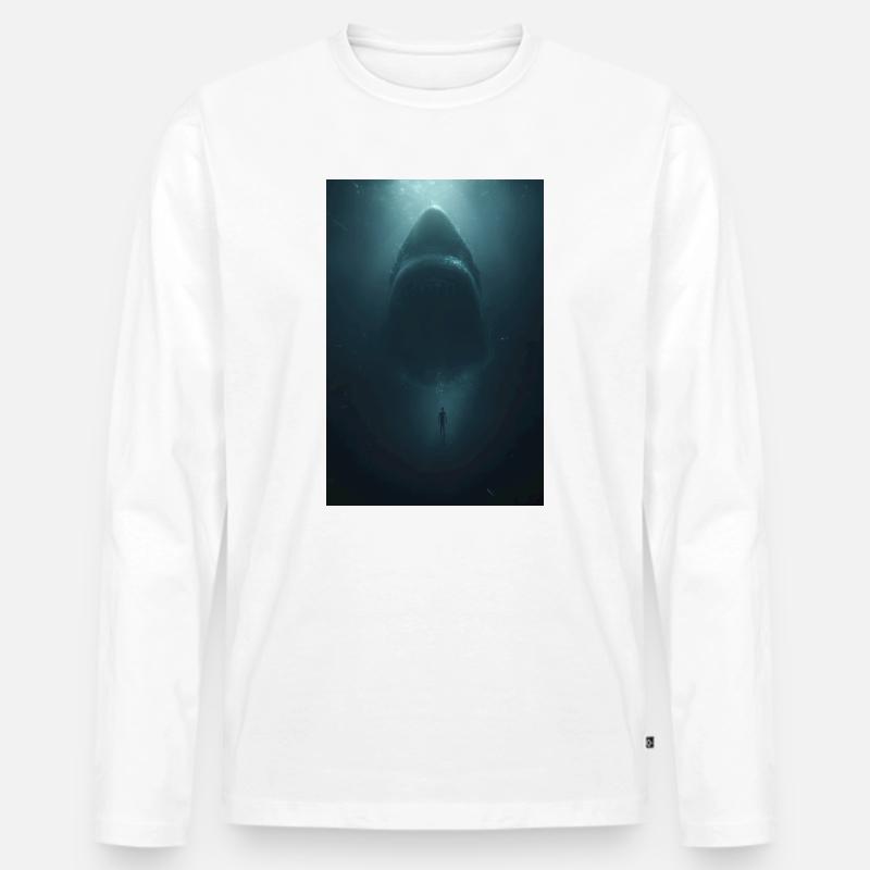 Kolossaler Ozeanschatten - Männer Premium Bio Langarmshirt - Weiß