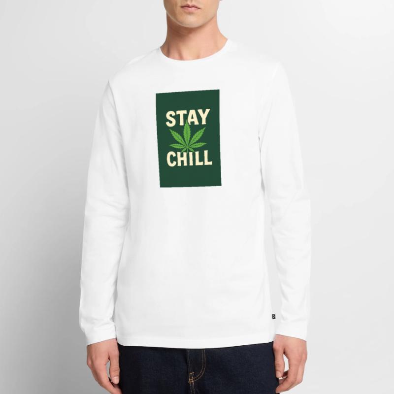 Stay Chill Cannabis Leaf Männer Premium Bio Langarmshirt