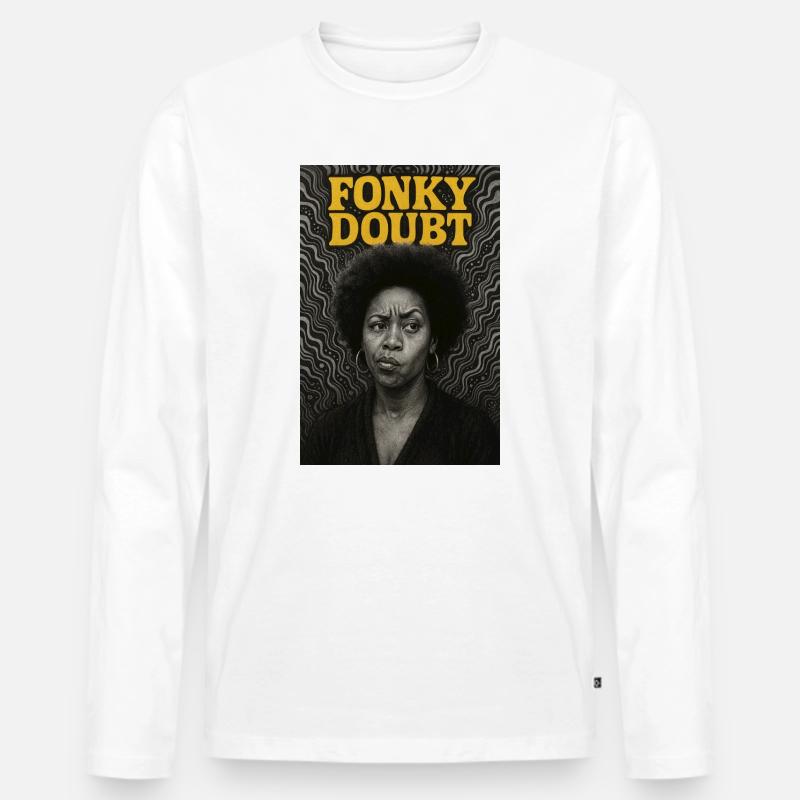 Porträt Afro Funky Doubt - Männer Premium Bio Langarmshirt - Weiß