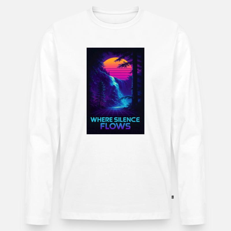 Where Silence Flows Neon Gorge - Männer Premium Bio Langarmshirt - Weiß
