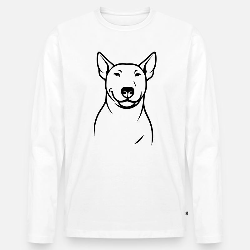 Stilisierter Bullterrier Silhouette - Männer Premium Bio Langarmshirt - Weiß