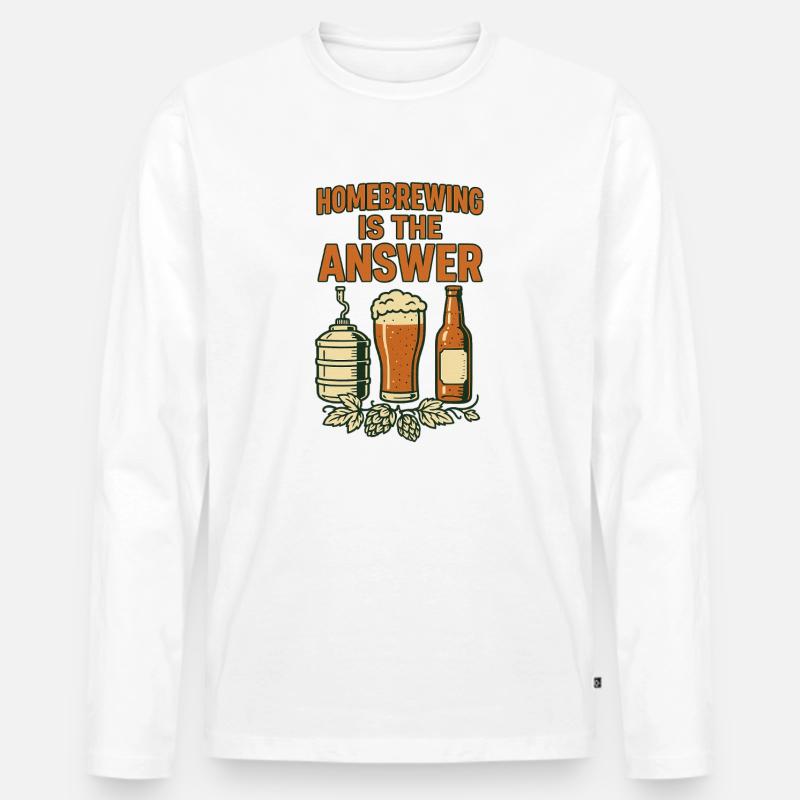 Homebrewing is the answer - Männer Premium Bio Langarmshirt - Weiß