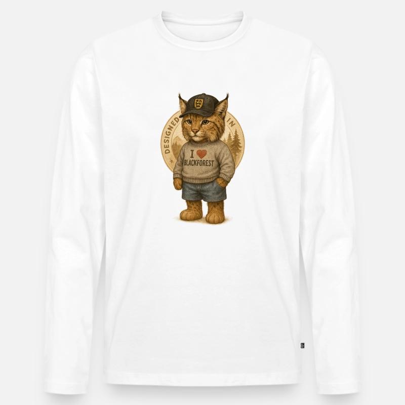 Luchs I Love Blackforest - Männer Premium Bio Langarmshirt - Weiß