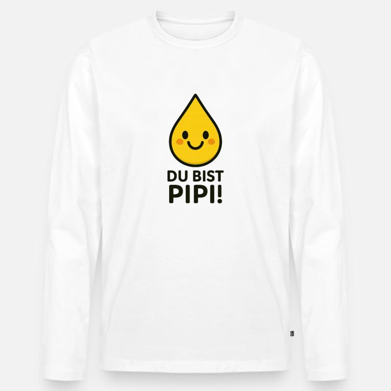 Gelber Tropfen - Männer Premium Bio Langarmshirt - Weiß
