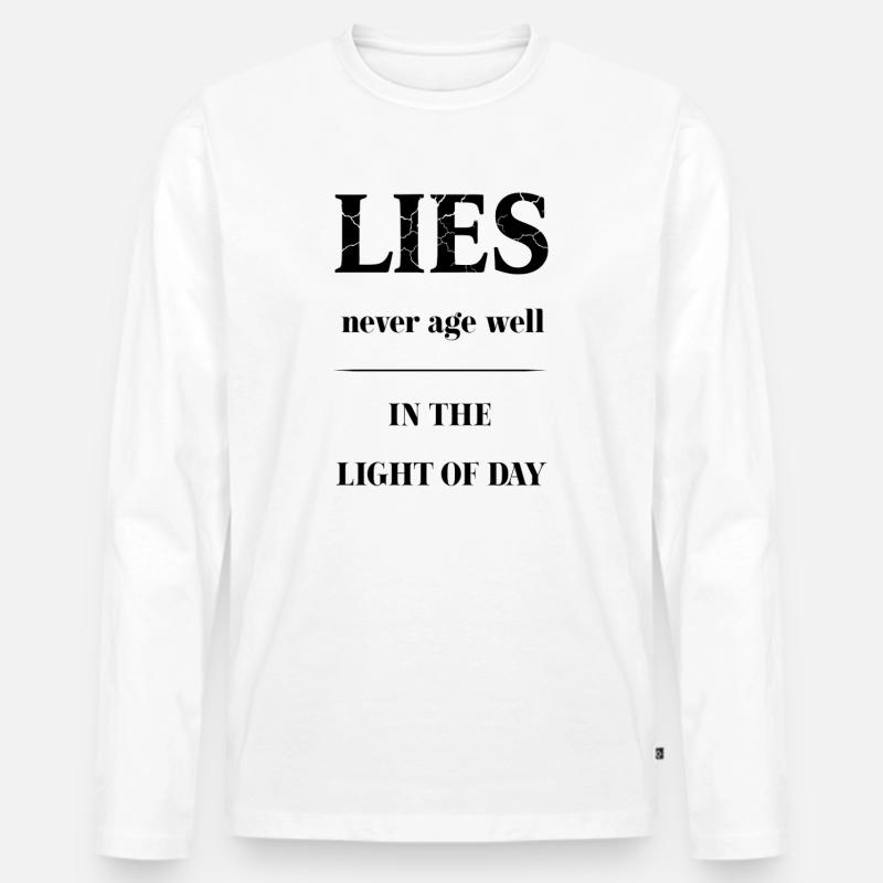 LIES – Bruchtextur Typografie - Männer Premium Bio Langarmshirt - Weiß
