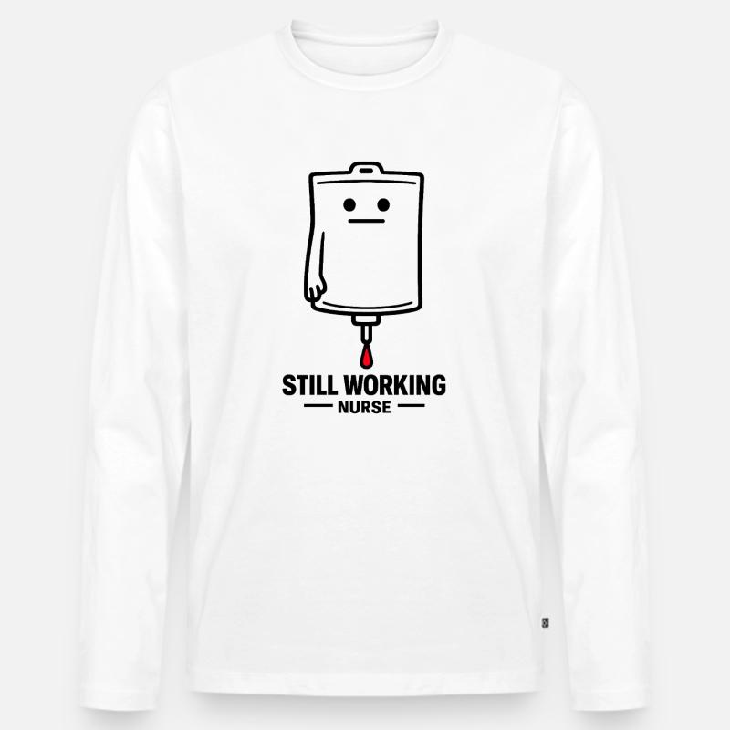 Noch arbeitende Krankenschwester - Männer Premium Bio Langarmshirt - Weiß