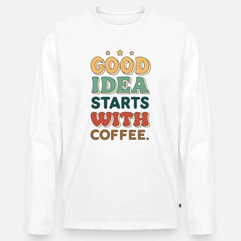 Die gute Idee beginnt mit Kaffee - Männer Premium Bio Langarmshirt - Weiß