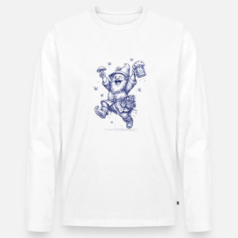 Gnom mit Bierkrug Jubelfest - Männer Premium Bio Langarmshirt - Weiß