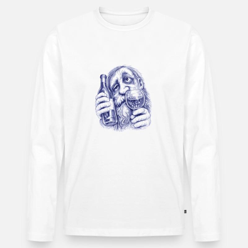 Bacchus | Weintrunkener alter Herr - Männer Premium Bio Langarmshirt - Weiß