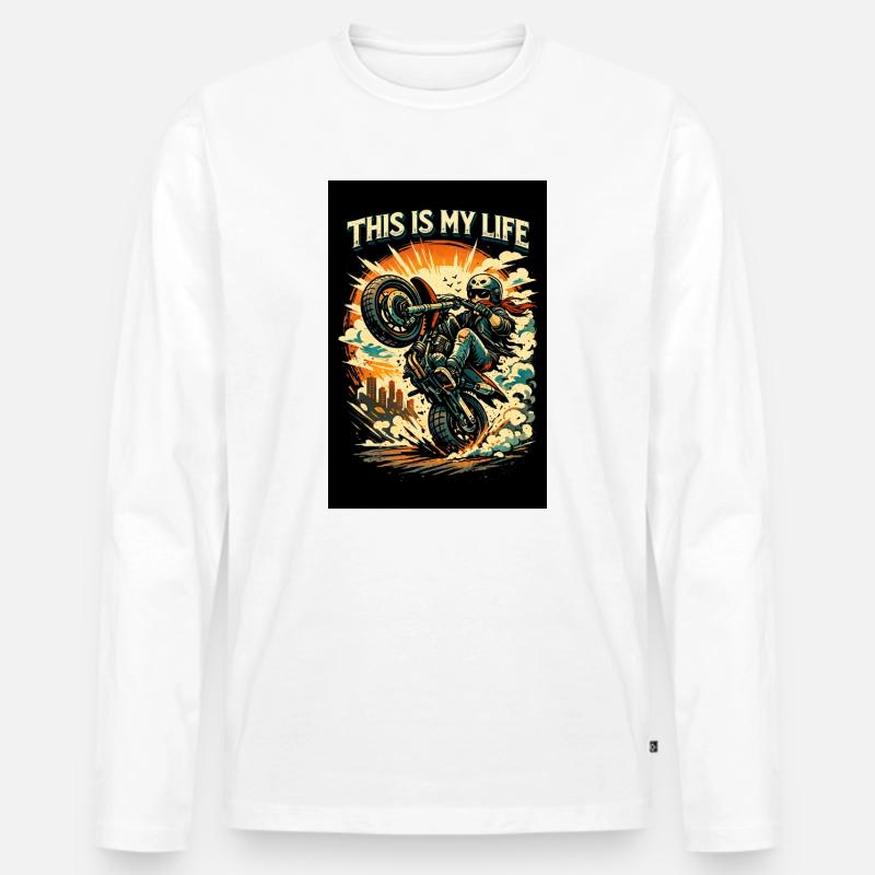 Motorrad im Einsatz - Männer Premium Bio Langarmshirt - Weiß