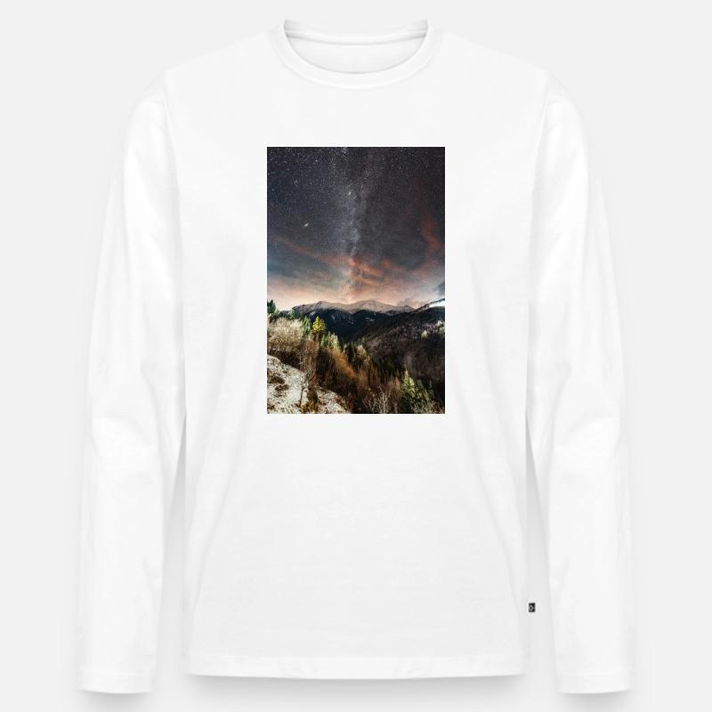 Die Milchstraße oberhalb der Agrafa-Berge - Männer Premium Bio Langarmshirt - Weiß