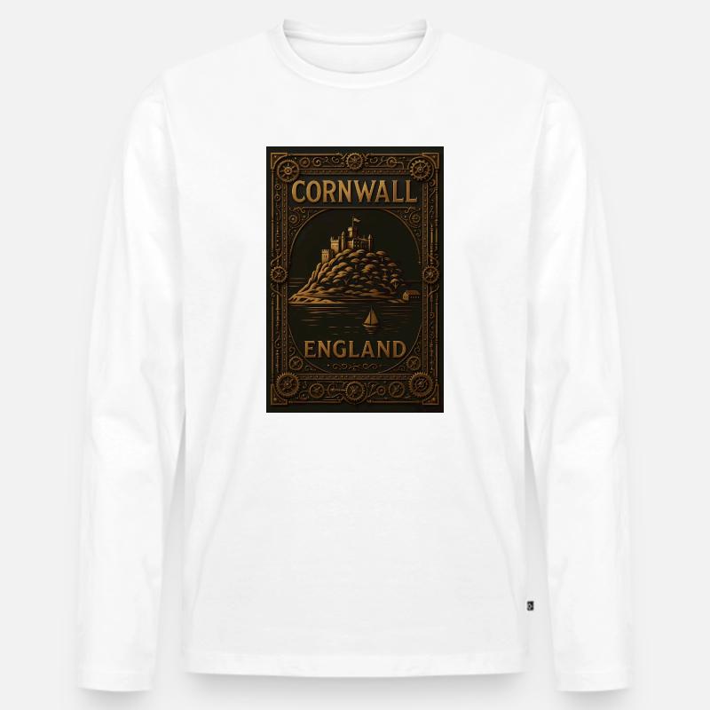 Cornwall England – Steampunk-reiseposter - Männer Premium Bio Langarmshirt - Weiß