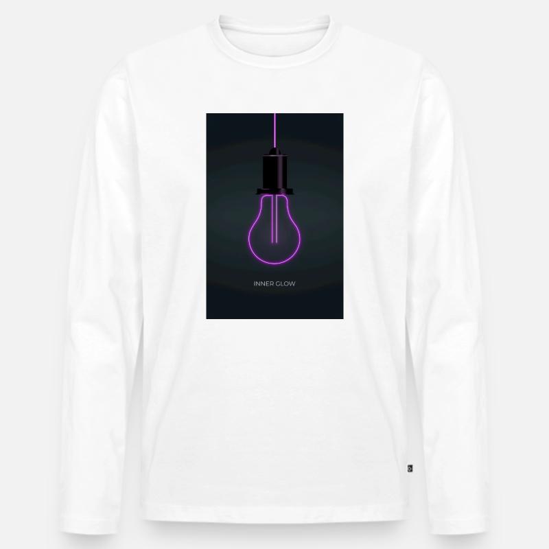 Inner Glow Neon Glühbirne Poster - Männer Premium Bio Langarmshirt - Weiß