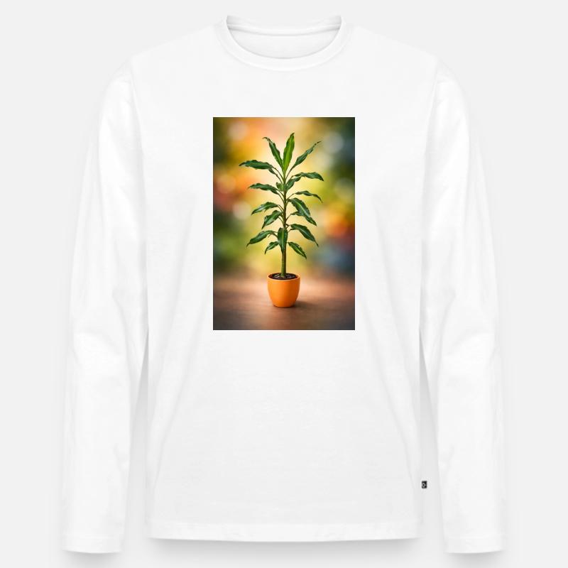 GrünerTopfbaum Eleganz - Männer Premium Bio Langarmshirt - Weiß