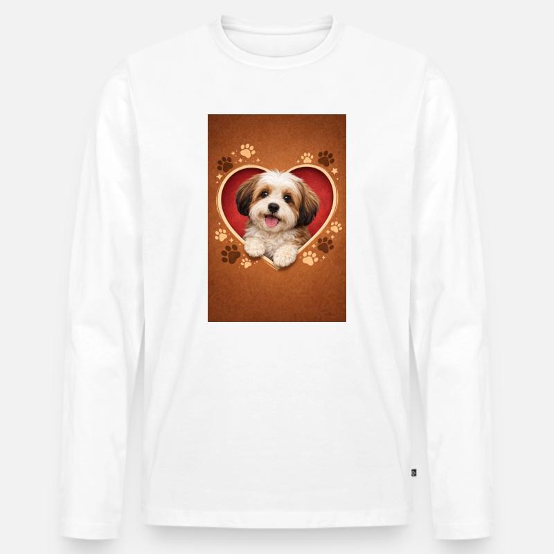 Herzpfoten Welpe Design - Männer Premium Bio Langarmshirt - Weiß