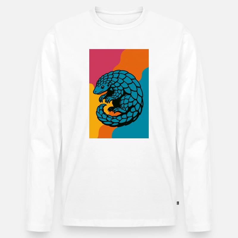 Pangolin Pop Art - Männer Premium Bio Langarmshirt - Weiß