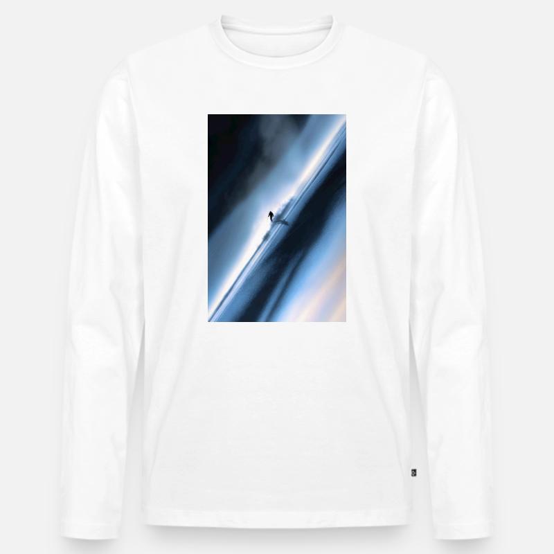 Blauer Diagonal-Schneereiter - Männer Premium Bio Langarmshirt - Weiß