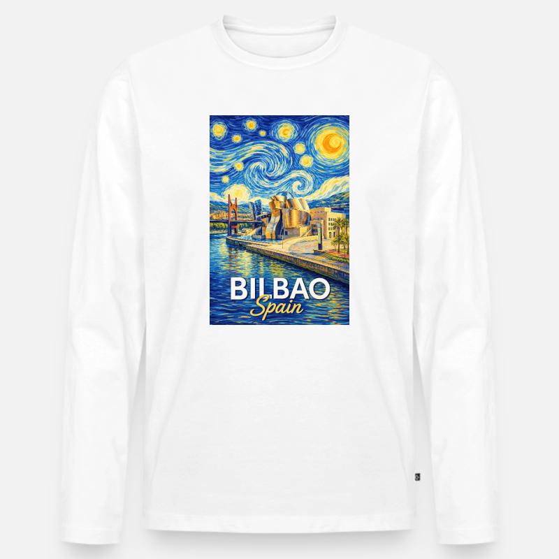 Bilbao Spain - Männer Premium Bio Langarmshirt - Weiß
