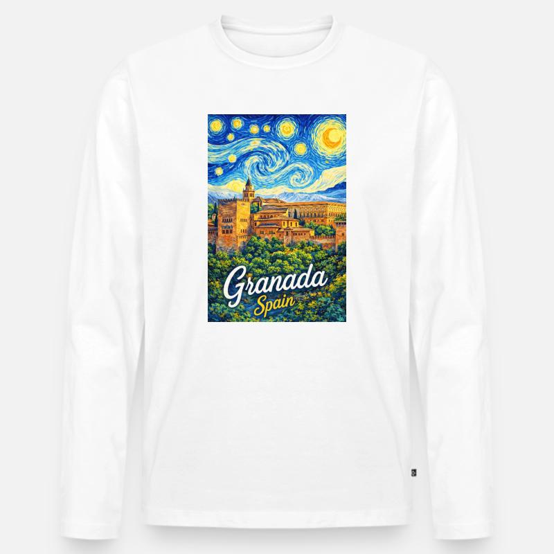 Granada Spain - Männer Premium Bio Langarmshirt - Weiß