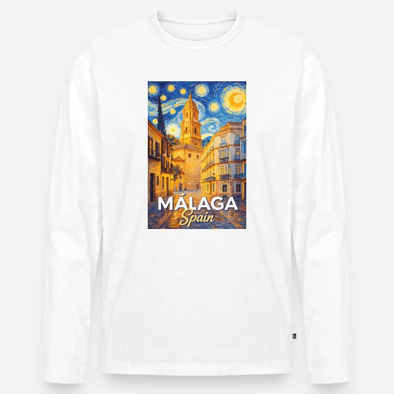 Malaga Spain - Männer Premium Bio Langarmshirt - Weiß