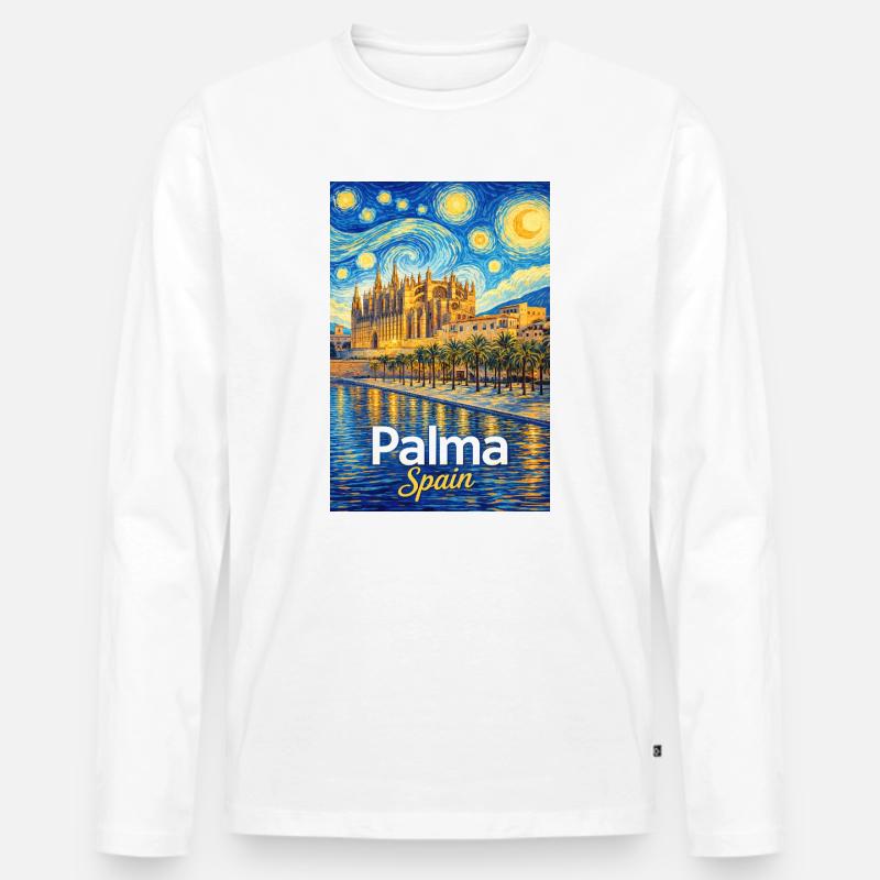 Palma Spain - Männer Premium Bio Langarmshirt - Weiß