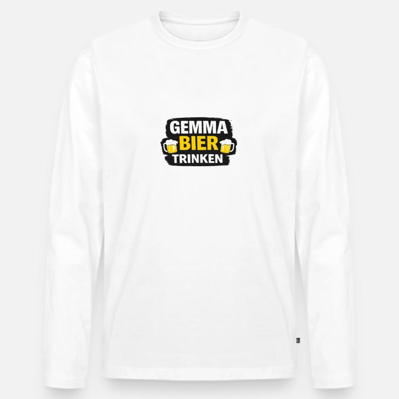 Gemma Bier Trinken  - Männer Premium Bio Langarmshirt - Weiß