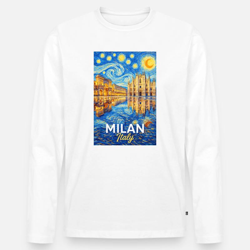 Mailand, Italien. - Männer Premium Bio Langarmshirt - Weiß