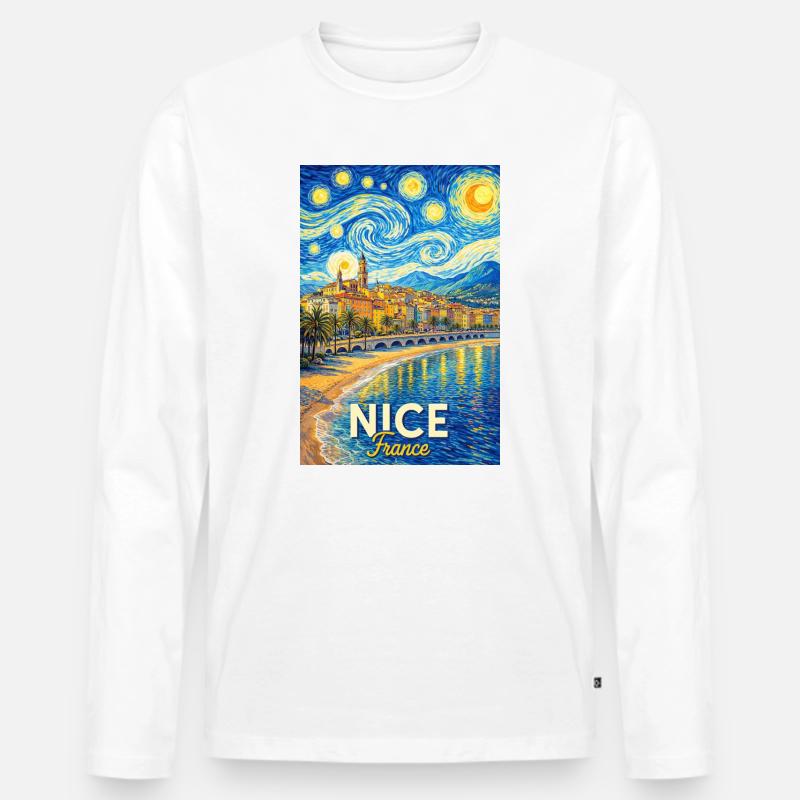 Nice, Frankreich - Männer Premium Bio Langarmshirt - Weiß