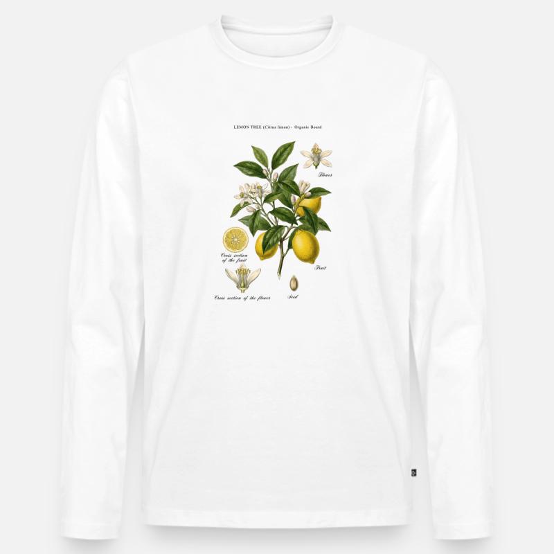 Ramo botanico vintage Lemon Tree - Maglia a manica lunga ecologica premium da uomo - bianco