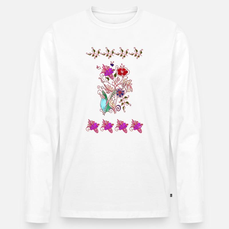 Blumen - Männer Premium Bio Langarmshirt - Weiß