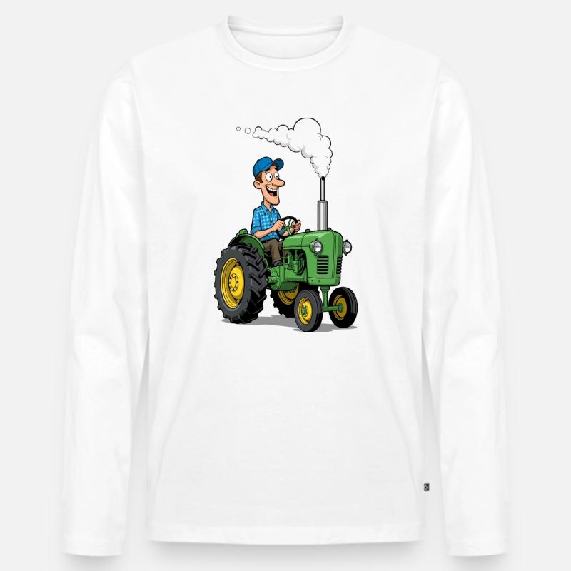 Traktorhelden Landwirtschaftscharme - Männer Premium Bio Langarmshirt - Weiß
