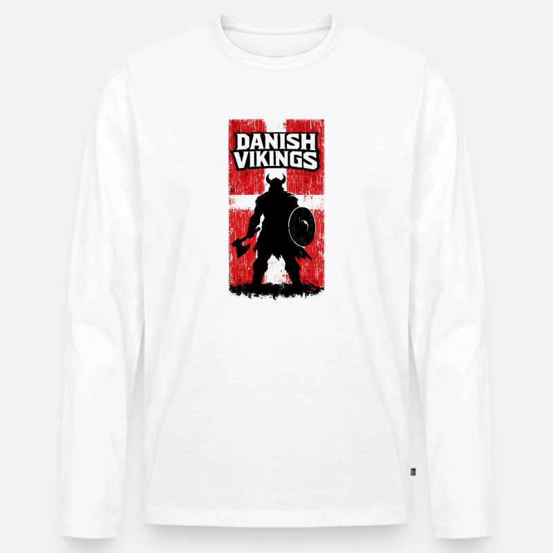 Dänische Wikinger – Wikingerkrieger-Dänische Flagge - Männer Premium Bio Langarmshirt - Weiß