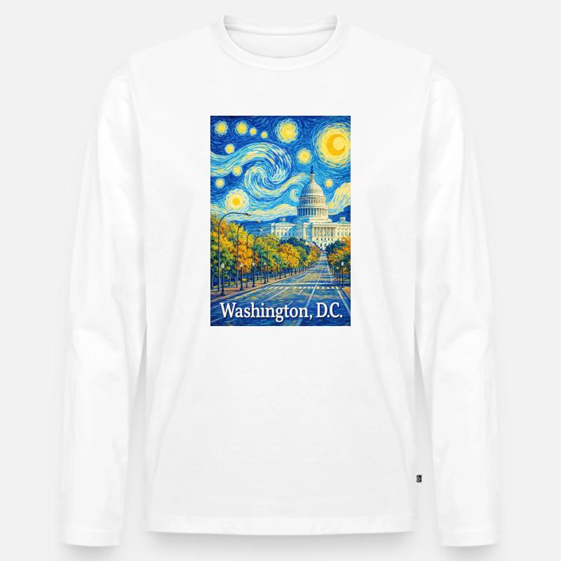 Washington, D.C. - Männer Premium Bio Langarmshirt - Weiß