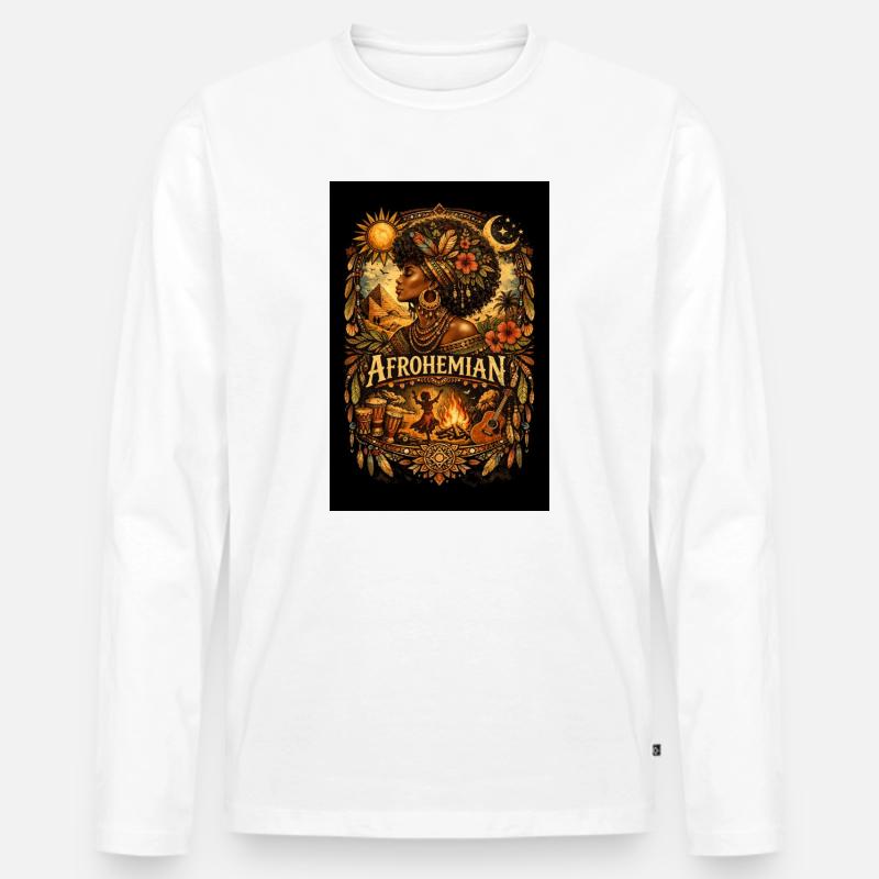 Afrohemisches Feuerritual - Männer Premium Bio Langarmshirt - Weiß