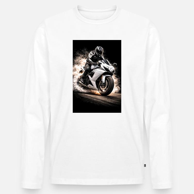 Rauchmotor - Männer Premium Bio Langarmshirt - Weiß