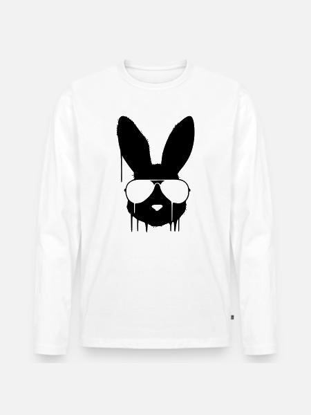 Cool Bunny Glasses Graffiti - Men's Premium Organic Long Sleeve Shirt - white