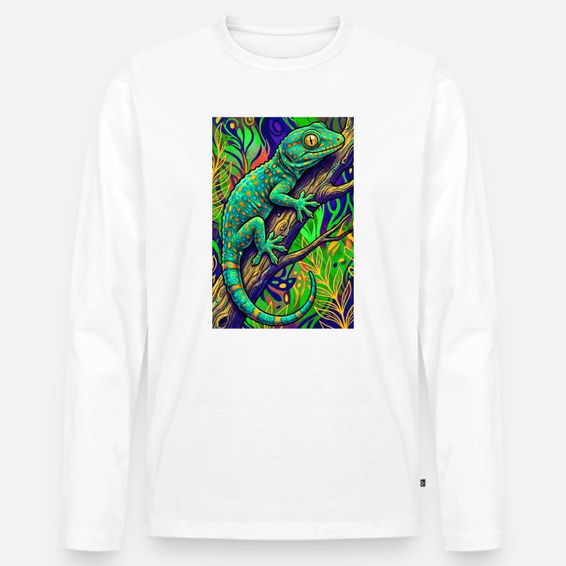 Gecko - Männer Premium Bio Langarmshirt - Weiß